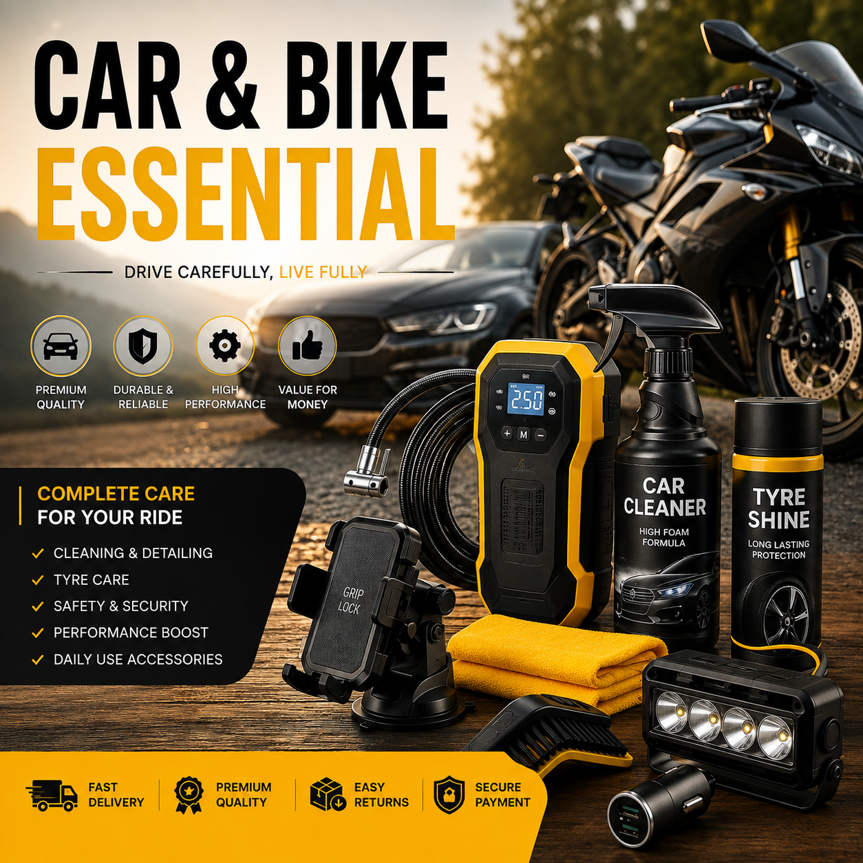 Car & Bike Essentials Premium Banner