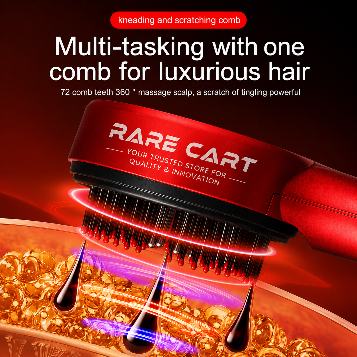 Advanced Red Light Hair Growth Comb™ | LED Scalp Massager for Thicker, Stronger & Healthier Hair | Rechargeable Hair Regrowth Brush